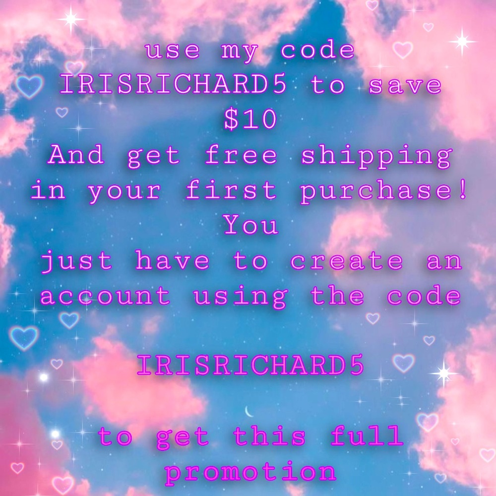 Use my code IRISRICHARD5 when creating your poshmark account and get 10$